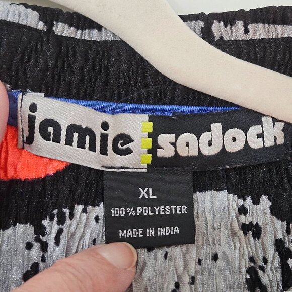 Jamie Sadock Zebra Crinkle Print Top Size XL Black Gray Golf Tennis - Picture 8 of 10